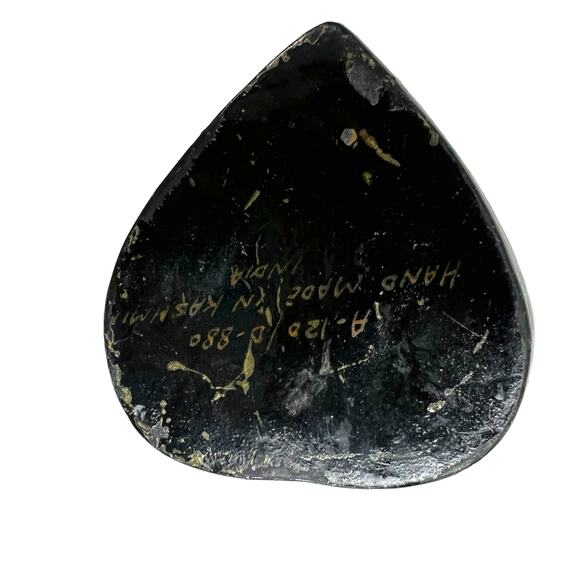 Vintage India paper Mâché trinket heart shape box Bird Tree hand painted signed - Picture 14 of 15